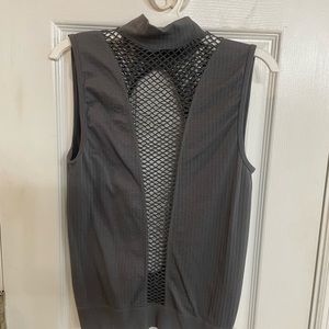 Open back, mesh high neck top